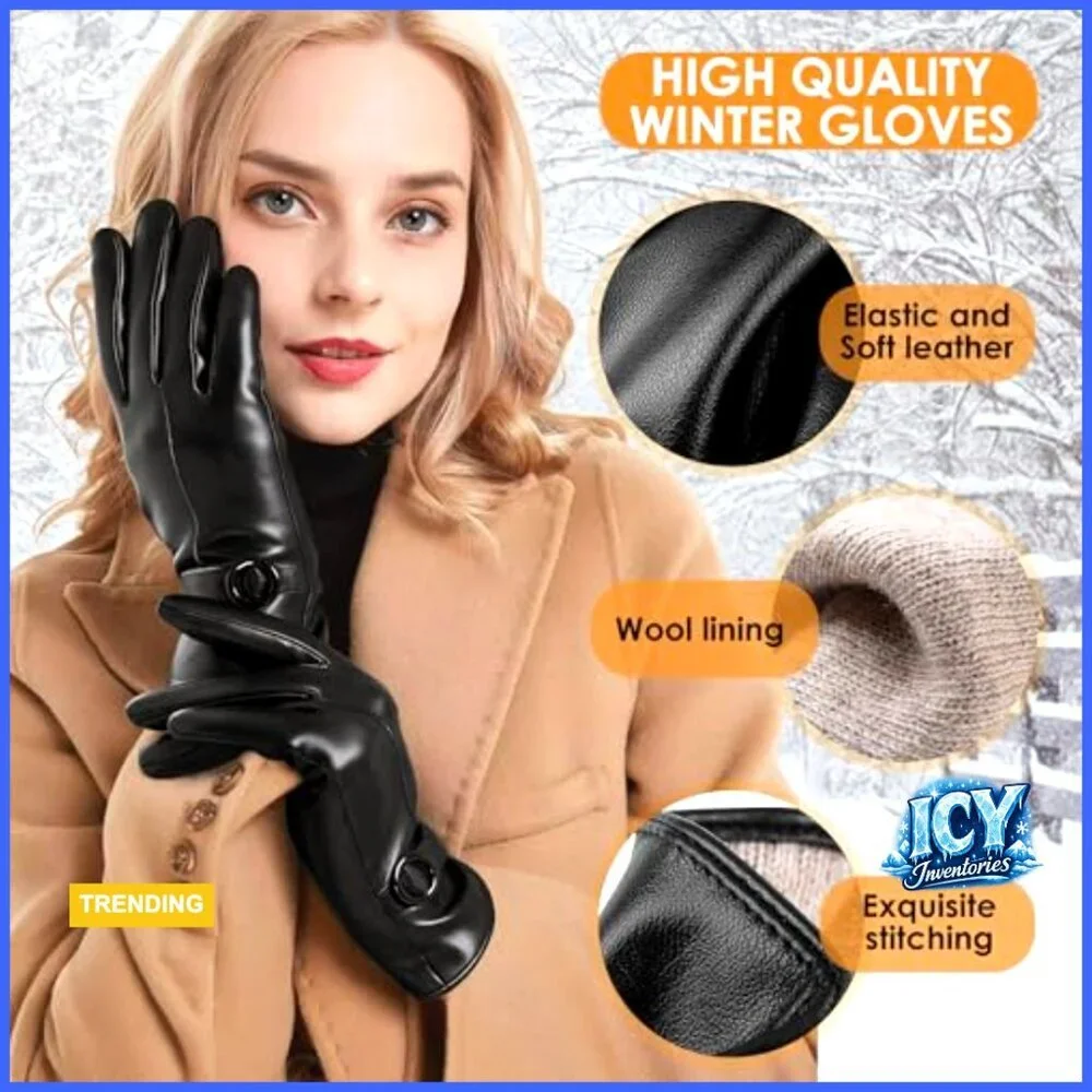 Winter Touchscreen Leather Gloves Lambskin Warm Driving X-Large